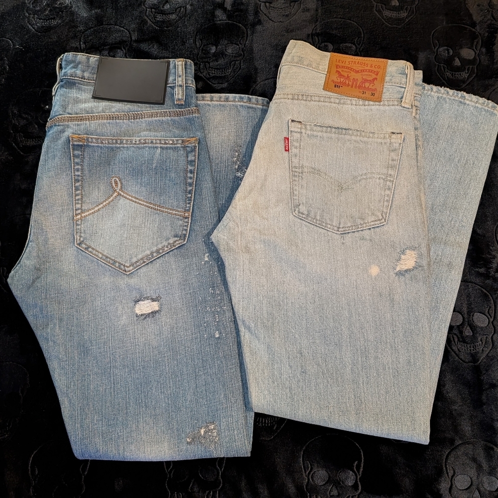Levi's Men's Slim Straight 2 Pair Jeans (Not SKINNY) Destroyed Blue 31-30 Sweet